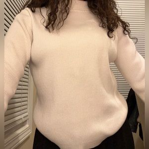 White Ribbed Turtle Neck Sweater